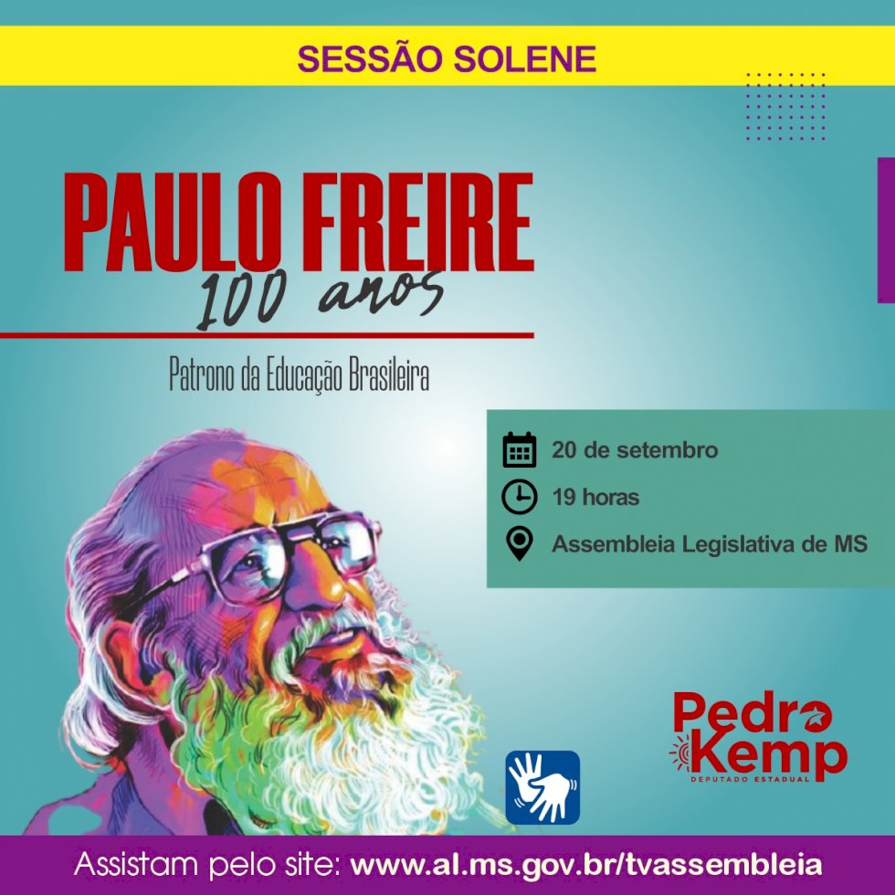 Presidente da FETEMS, Professor Jaime Teixeira será homenageado com o diploma “Centenário de Paulo Freire”, por proposição do Deputado Pedro Kemp