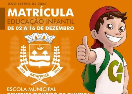 Comunicado: matrículas e rematrículas das escolas municipais de Batayporã até 16 de dezembro