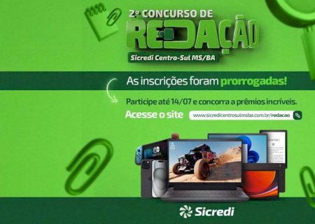 Concurso de Redação da Sicredi Centro-Sul MS/BA têm prazo de inscrições prorrogado