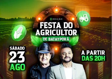 Festa do Agricultor de Batayporã chega à 3ª edição com show de Renan & Ray