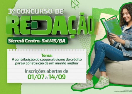 Reta final para inscrições no 3° Concurso de Redação da Sicredi Centro-Sul MS/BA