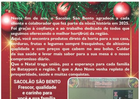 Mensagem de Dr. Valério e Lericia 0 Sacolão São Bento