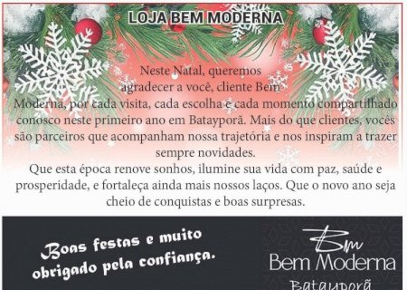 Mensagem da Loja Bem Moderna - Batayporã