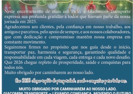 Mensagem da Giacomini Transporte