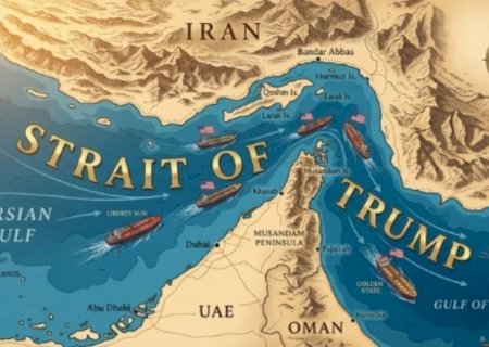 Trump reposta imagem do Estreito de Ormuz com nome de 'Estreito de Trump'