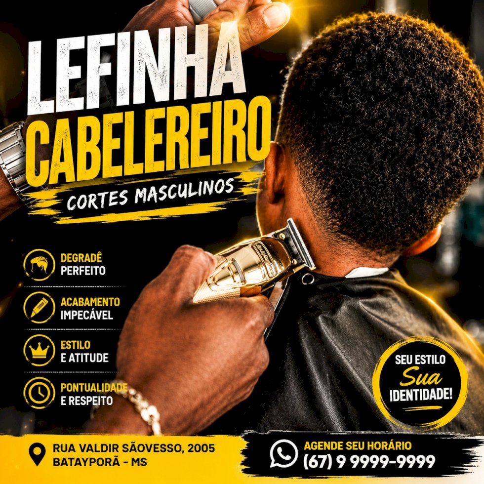 Léfinha Cabeleireiro se destaca com cortes masculinos de qualidade e preços acessíveis em Batayporã
