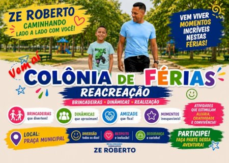 Vereador Zé Roberto prepara Colônia de Férias com gincanas, recreação e integração familiar em Taquarussu