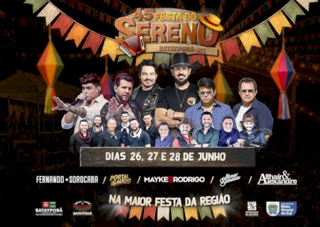 É Amanhã! Batayporã abre os portões da 45ª Festa do Sereno com grandes shows e expectativa de recorde de público
