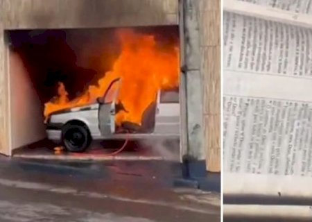 Carro pega fogo e é completamente destruído, mas páginas da Bíblia ficam intactas