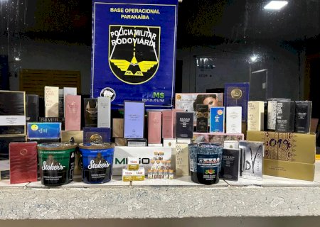 PMR apreendeu perfumes, tabaco e medicamentos emagrecedores em veículo em MS